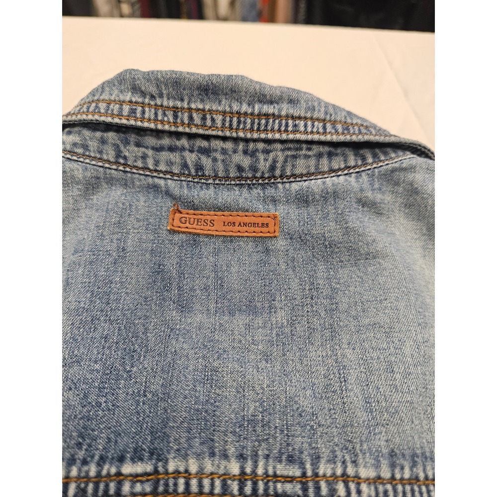 Guess Los Angeles Womens Denim Utility Jacket Medium Wash Drawstring Waist M - Picture 4 of 11